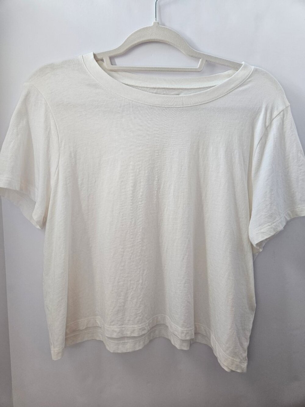 Madewell Softfade Cotton Boxy-Crop Tee in White Sz M